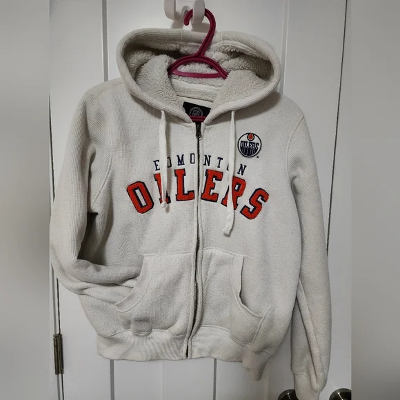 Sz M Oilers Sherpa Jacket Sweater - Picture 1 of 6